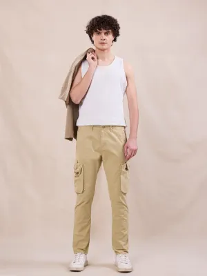 Light Khaki Cotton Stretch Cargo pants