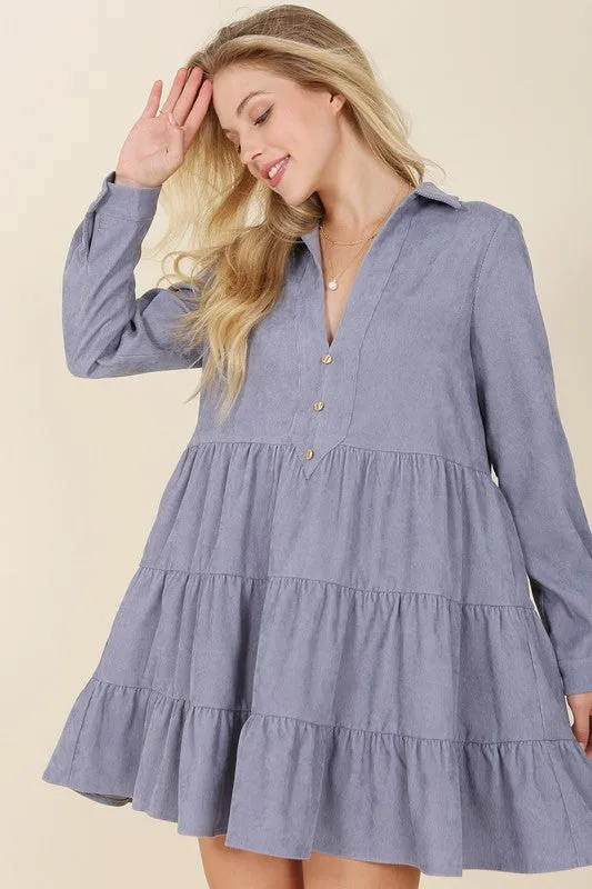 Lilou Corduroy tiered dress