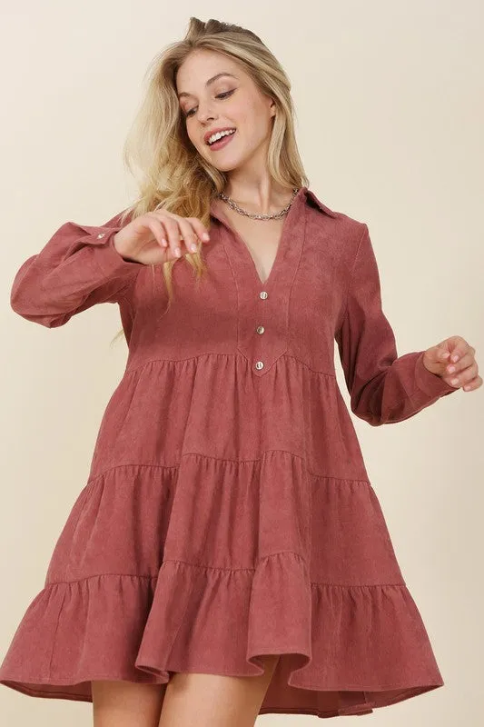 Lilou Corduroy tiered dress