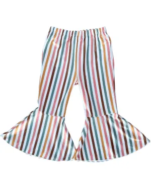 Lina Pleated Bell Bottoms - Fall Festival Vertical Stripes