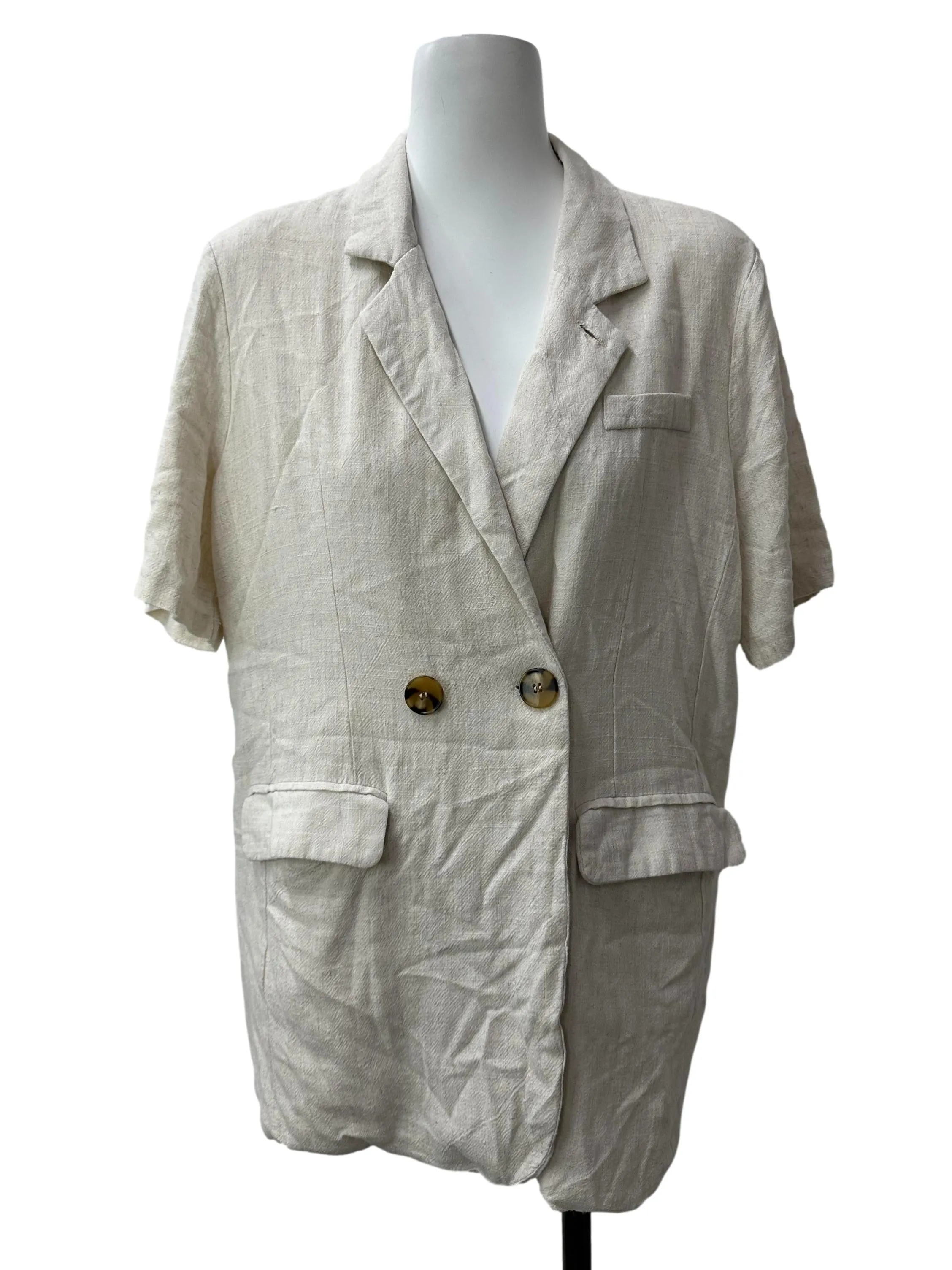 Linen Beige Short Sleeved Blazer