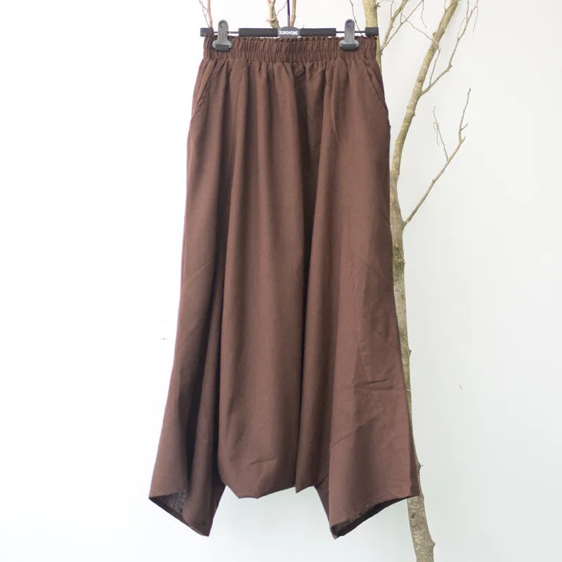 Linen Casual Pants Personality Loose Harem Pants Plus Size Solid Elastic Waist Women's Pants Trousers for Women