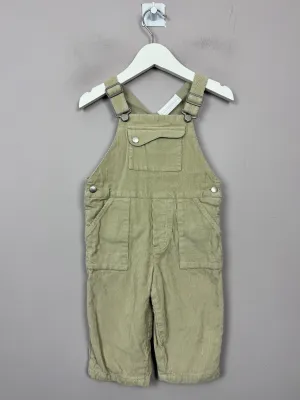 Little White Company neutral cord dungarees 6-9m