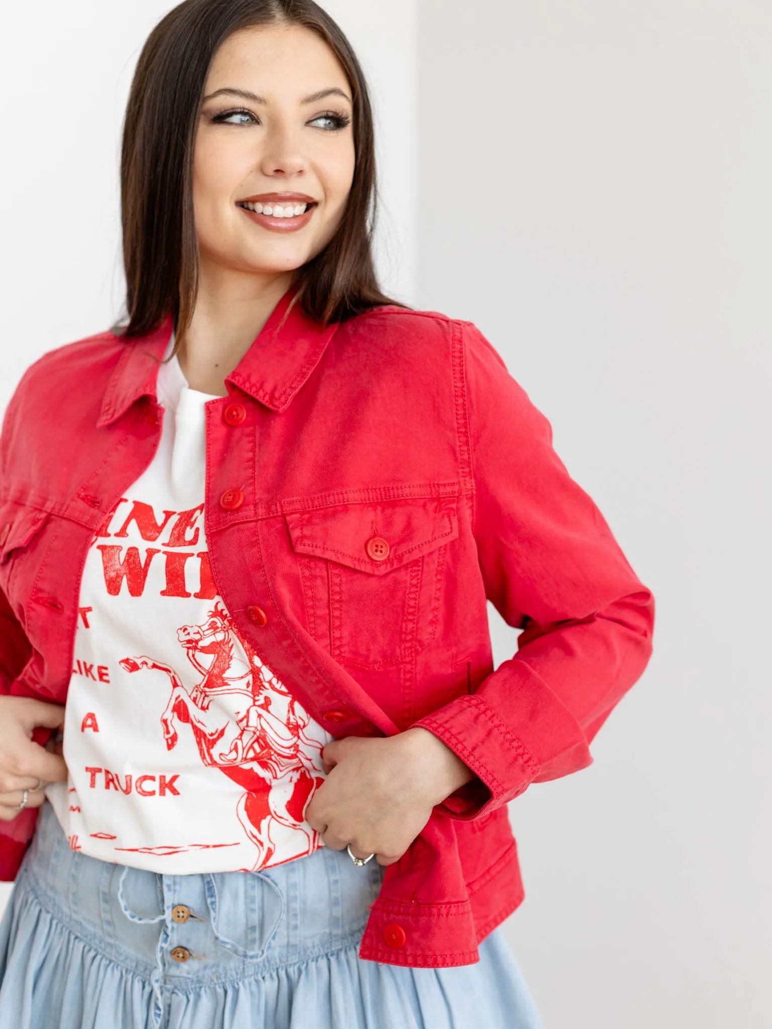 Liverpool Shirred Back Trucket Jacket