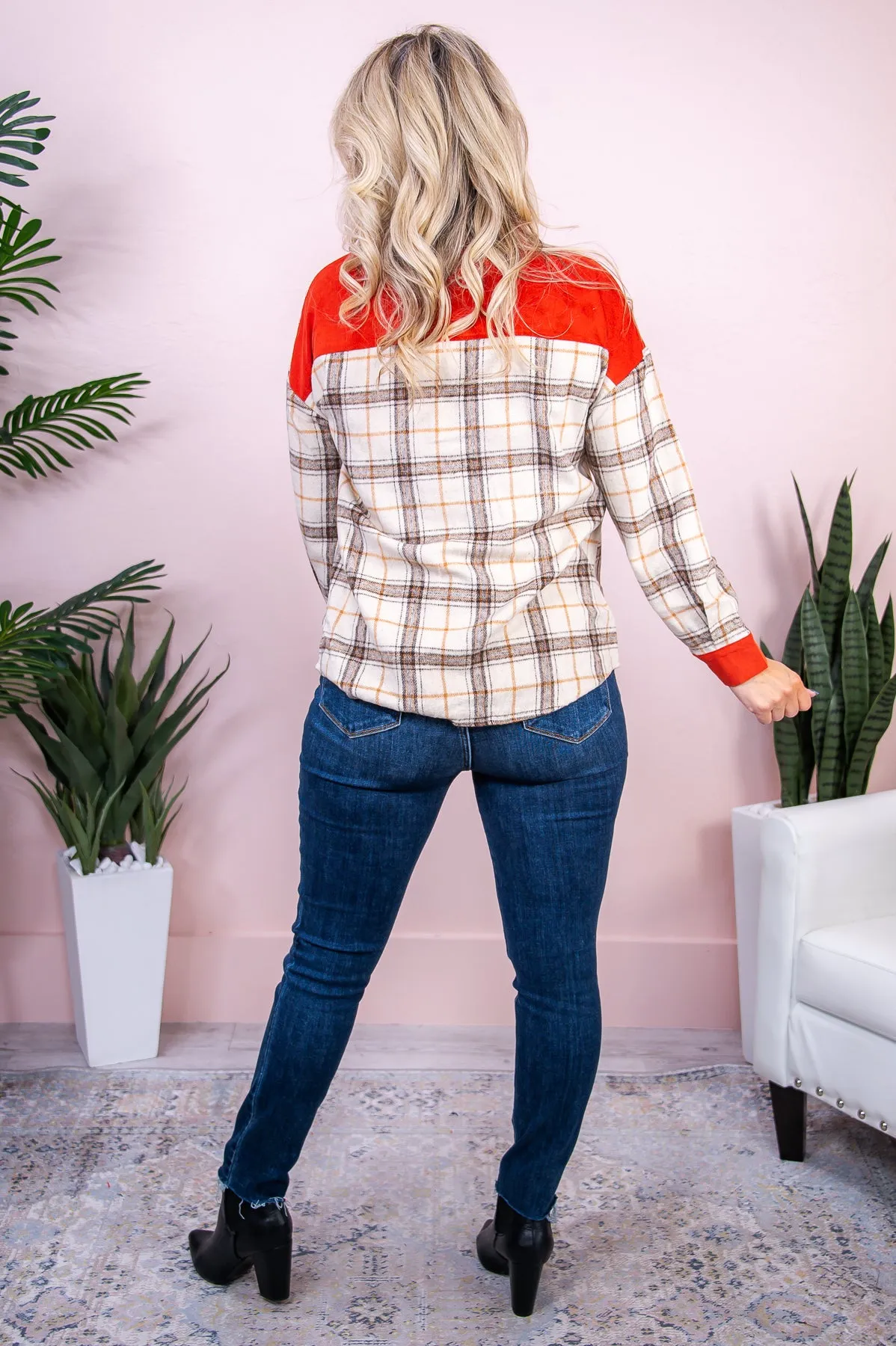 Living For The Adventure Rust/Multi Color Plaid Jacket - O5122RU