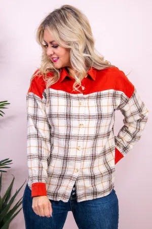 Living For The Adventure Rust/Multi Color Plaid Jacket - O5122RU