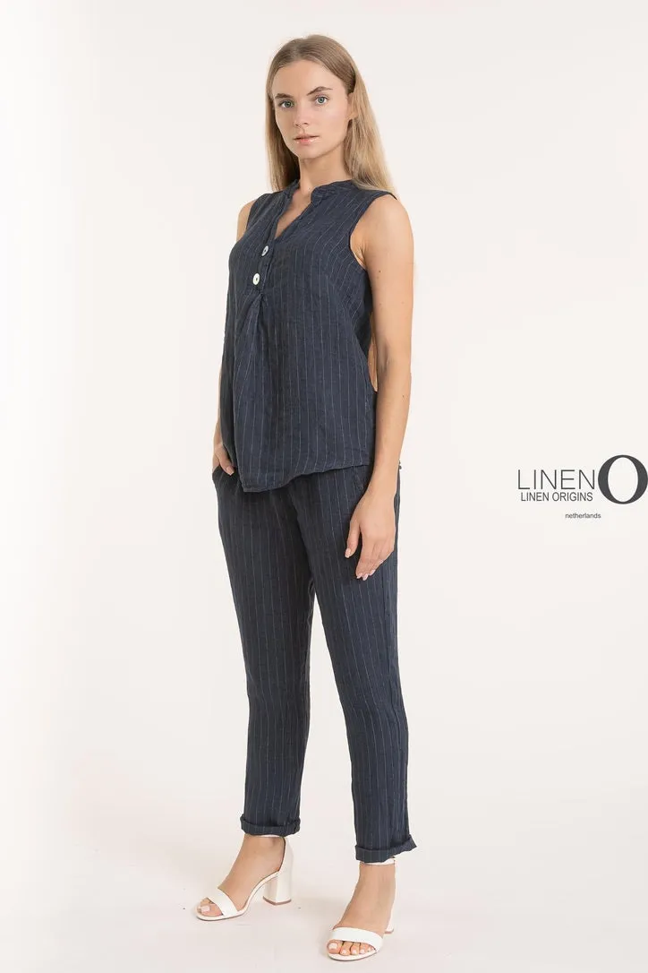 LO Pinstripe Tank French Linen
