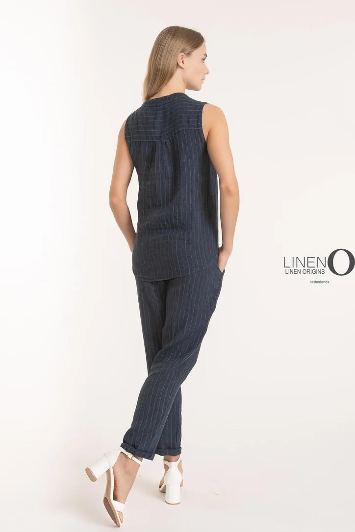 LO Pinstripe Tank French Linen