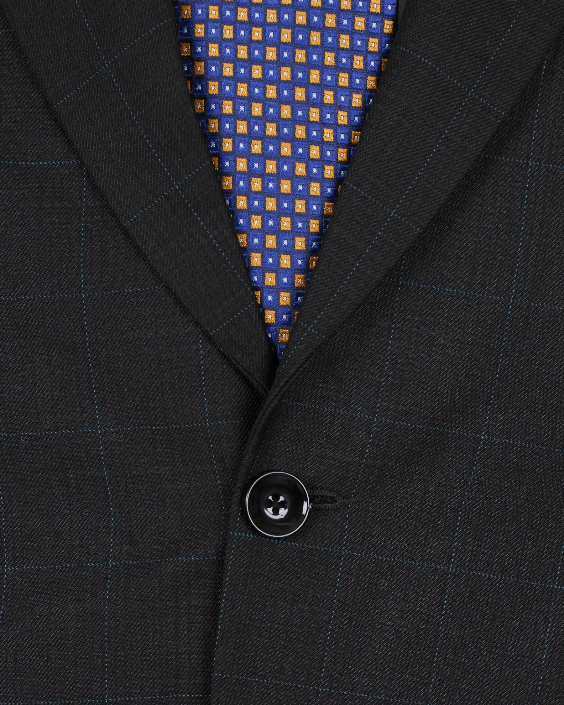 Log Cabin Black Subtle Plaid Wool Rich Blazer