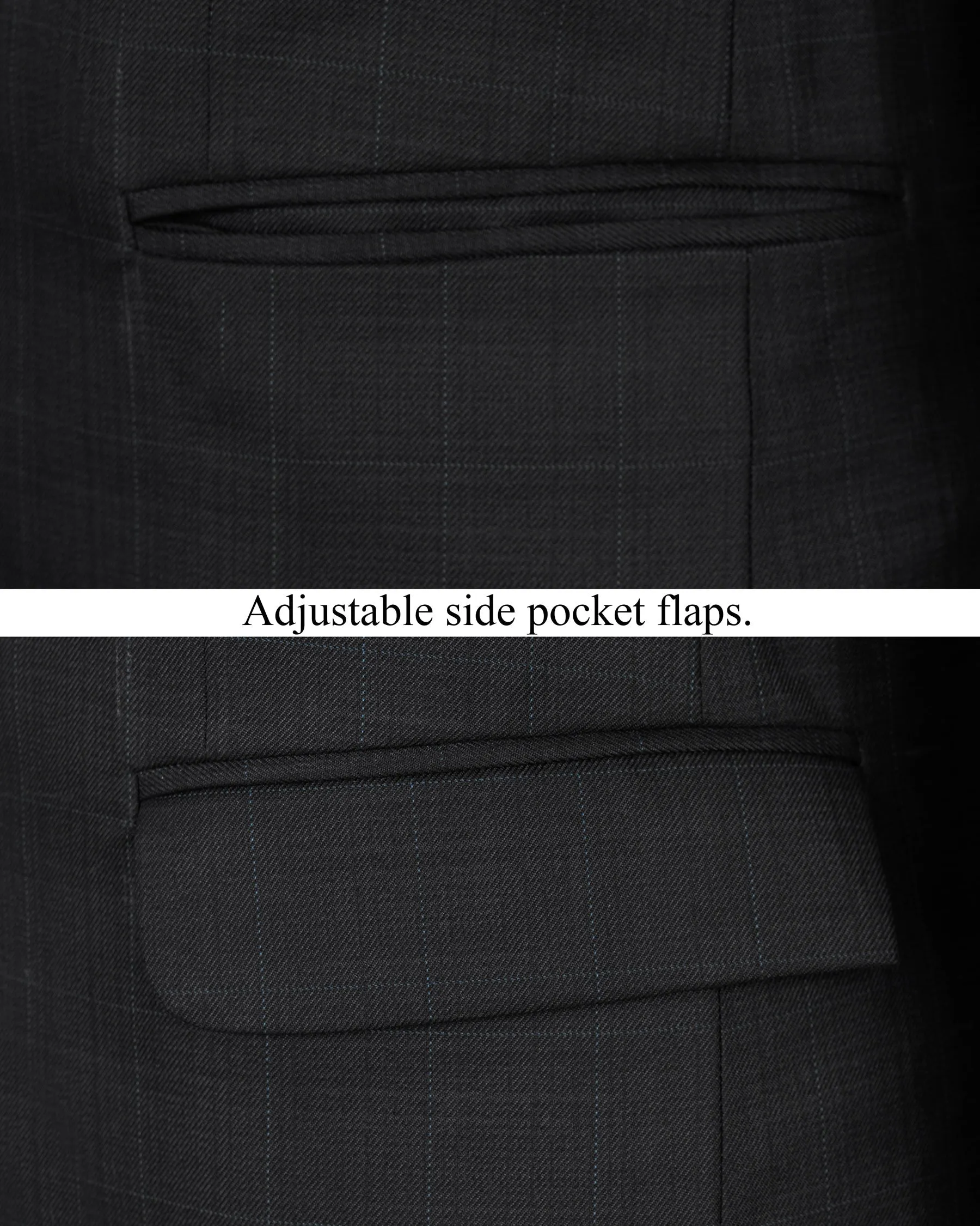 Log Cabin Black Subtle Plaid Wool Rich Blazer