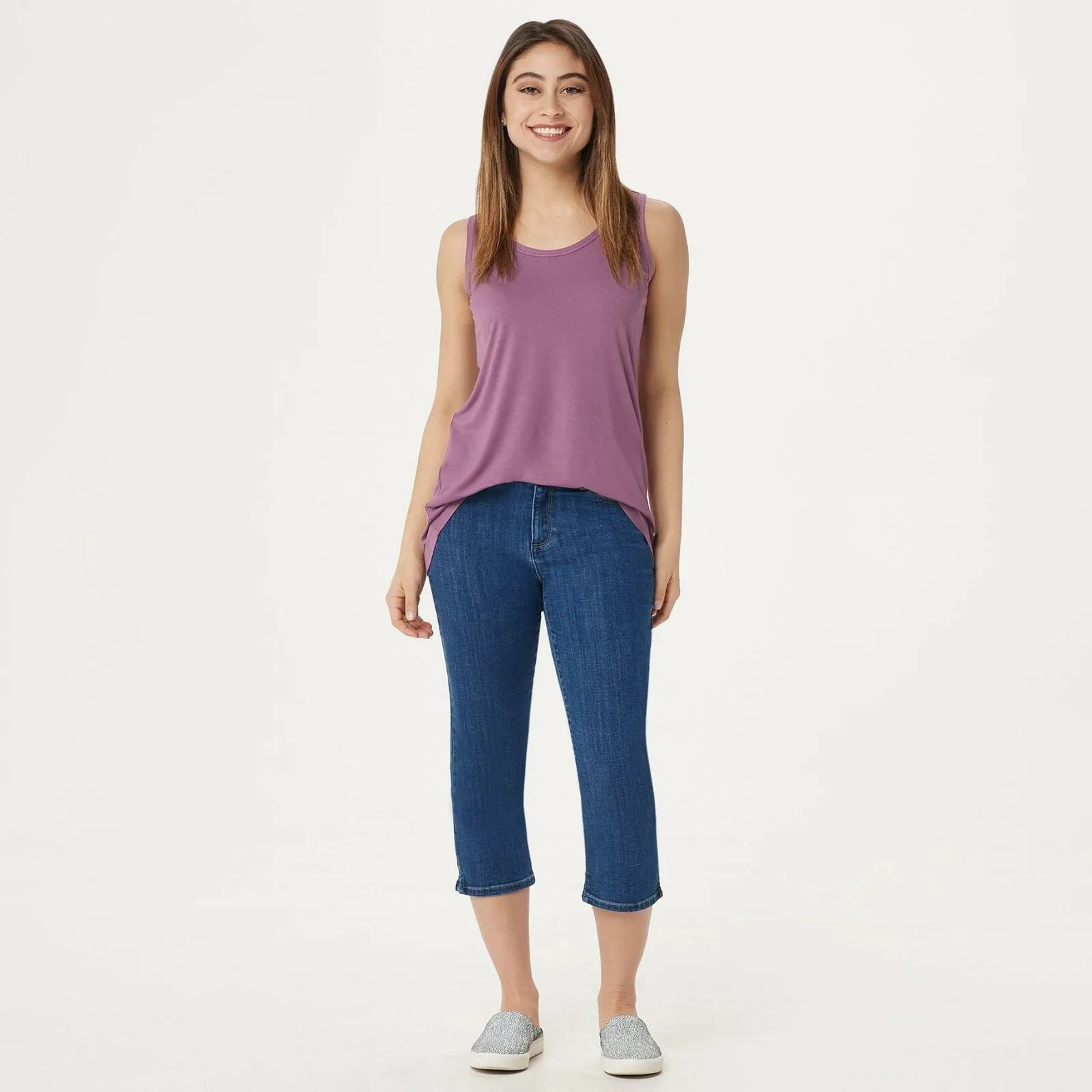 LOGO by Lori Goldstein 5-Pocket Straight-Leg Capri Jeans