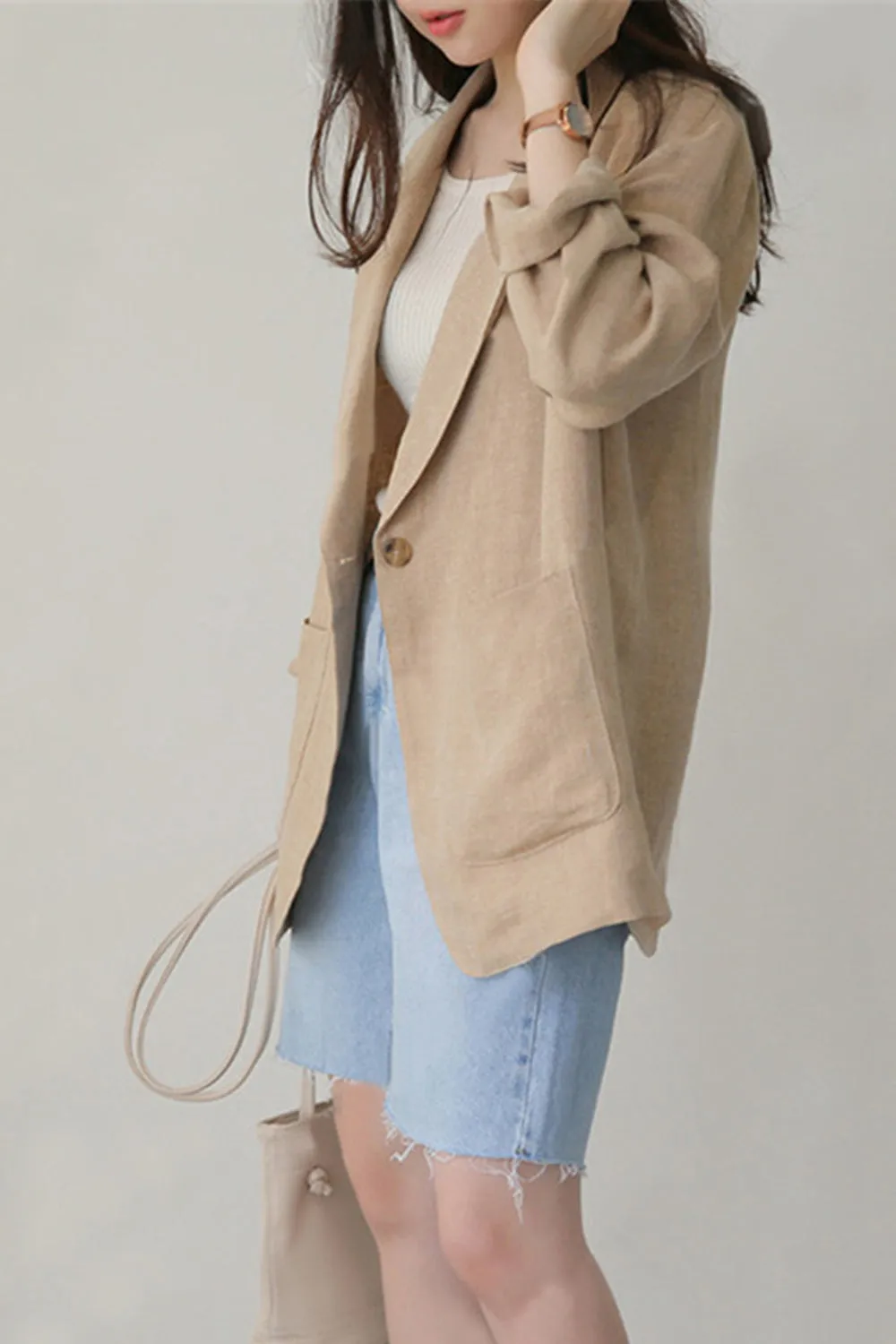 Long Sleeve Single Button Blazer