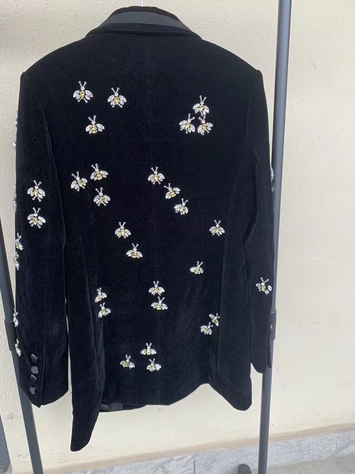 Luxury heavy work beaded diamond suit jacket female