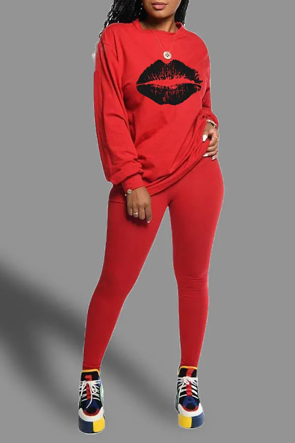 Lydia Lip Print Pants Set Plus