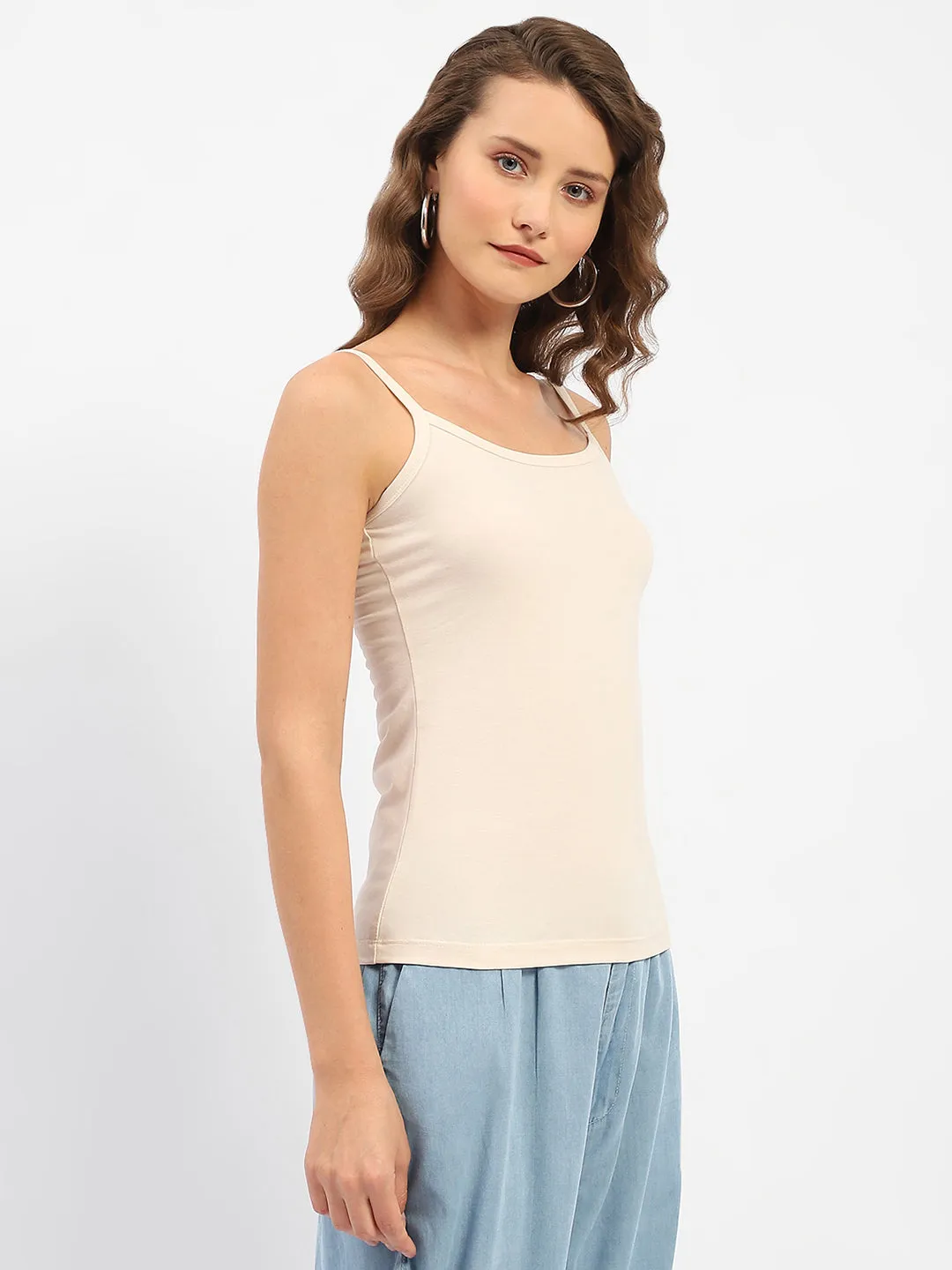 Madame Beige Cotton Spaghetti