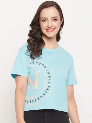 Madame Round Neck Printed Cotton Tshirt