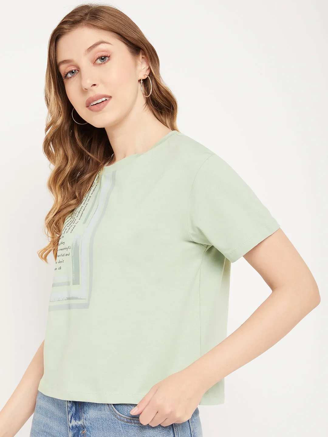 Madame Sea Green Typography Top