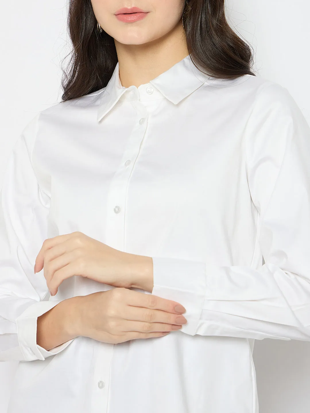 Madame White Cotton Blend Shirt