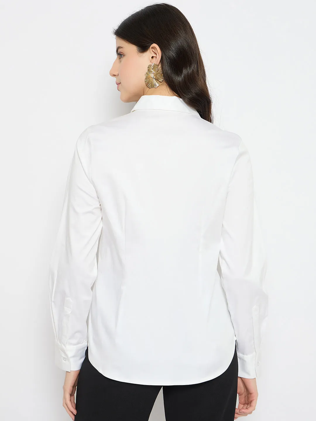 Madame White Cotton Blend Shirt