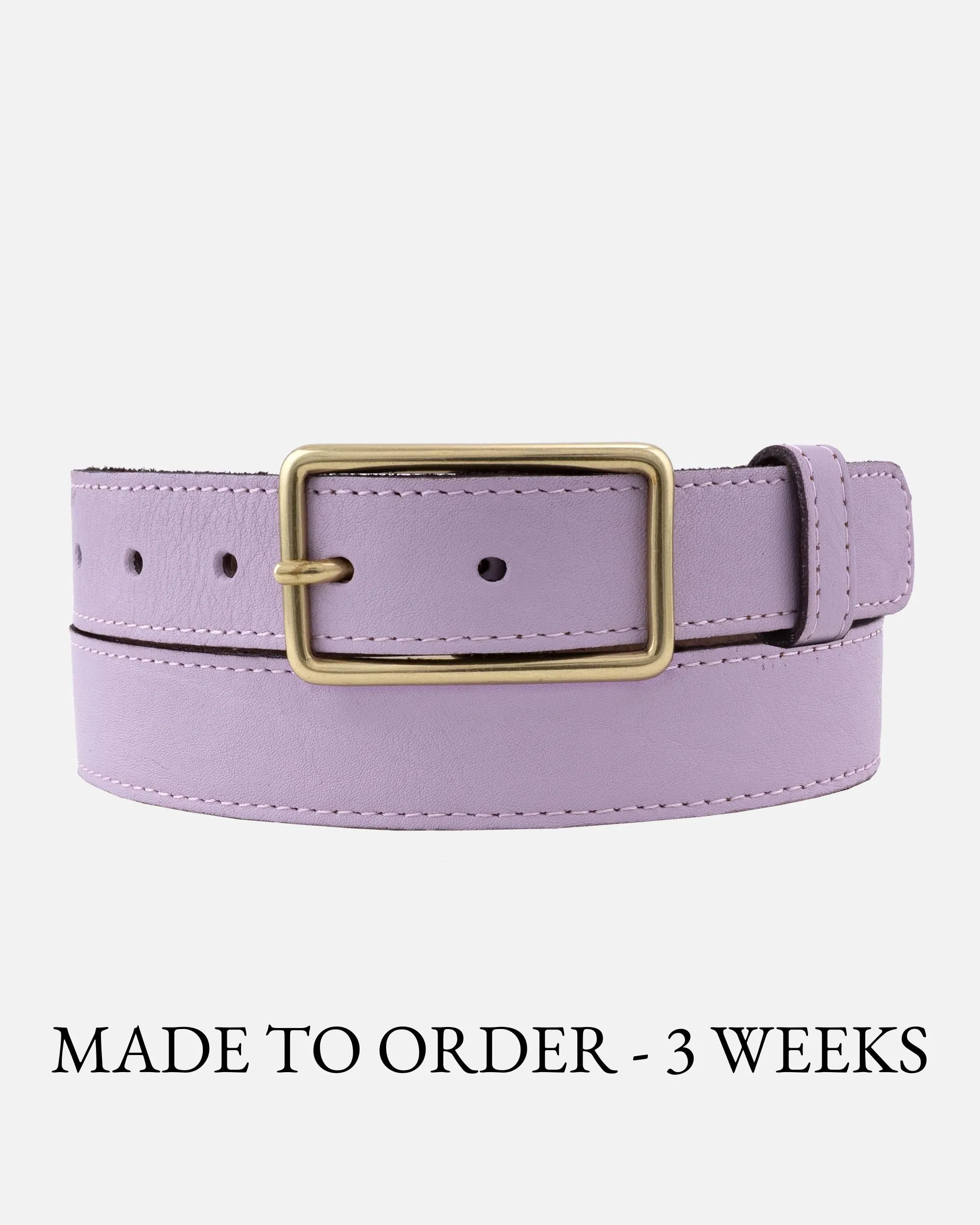 MADE TO ORDER Belia | Skinny Pastel Leather Belt with Rectangle Buckle