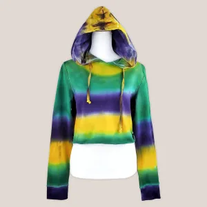 Mardi Gras Tie Dye Hoodie Crop Top