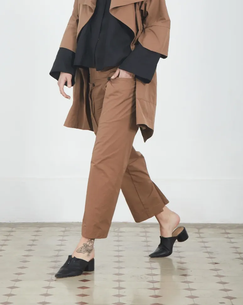 Mathildur Khaki Brown Twill Pants
