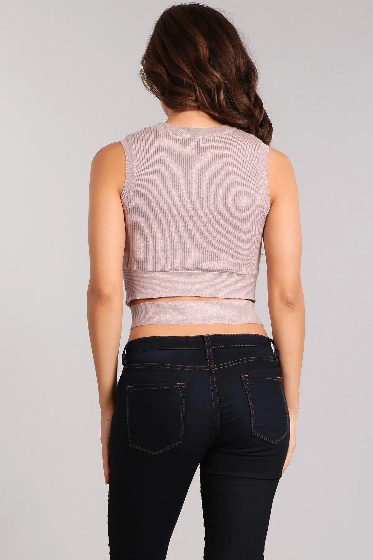 mauve mid drift sleeveless shirt