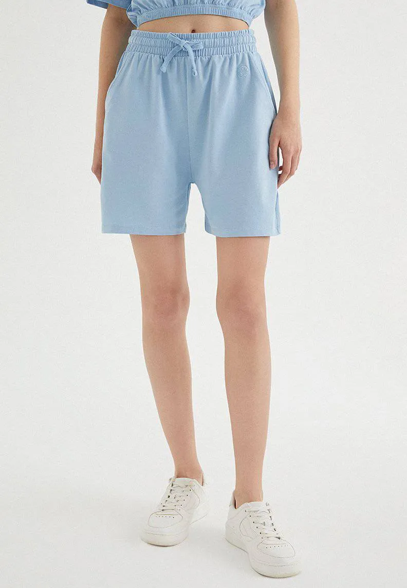Mavi Pamuklu Slim Fit Kadın Crop T-Shirt Şort Seti TOUCH CROP SET in Powder Blue