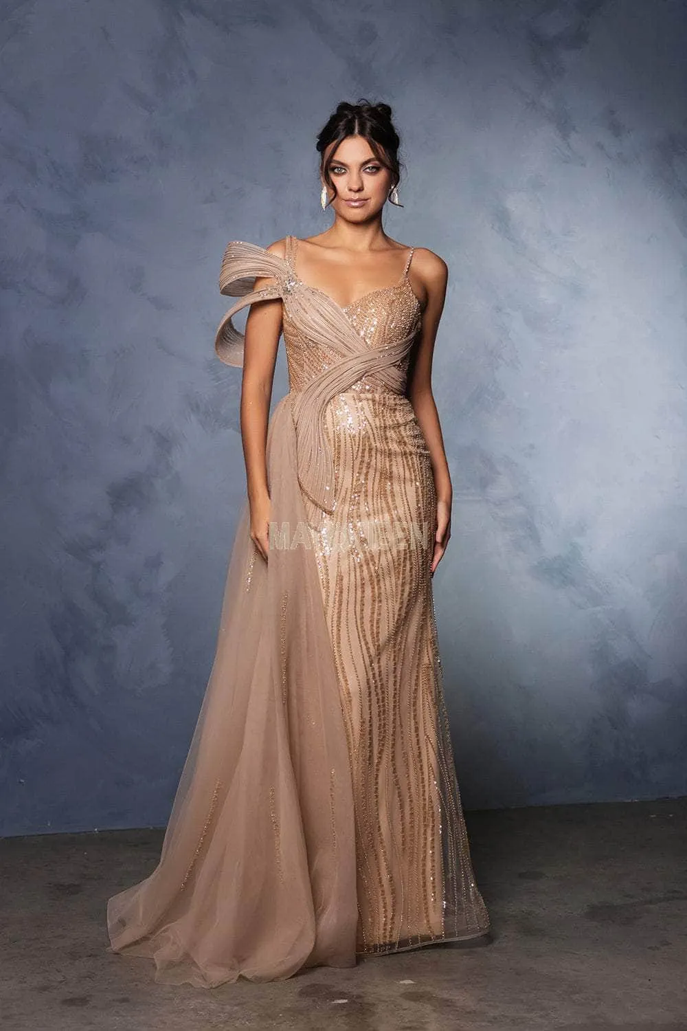 May Queen RQ8175B - Sweetheart Sheath Gown with Glitter Detail