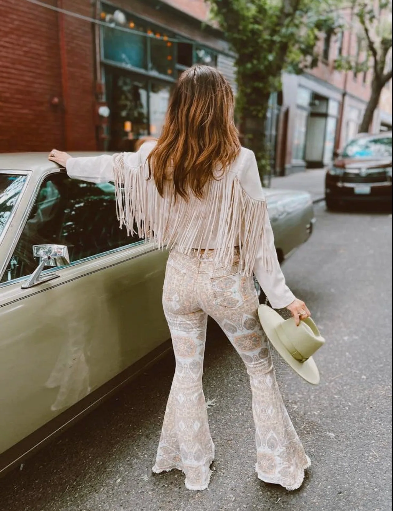 Medallion Distressed Denim Flare