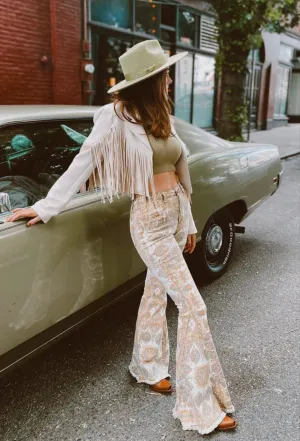 Medallion Distressed Denim Flare