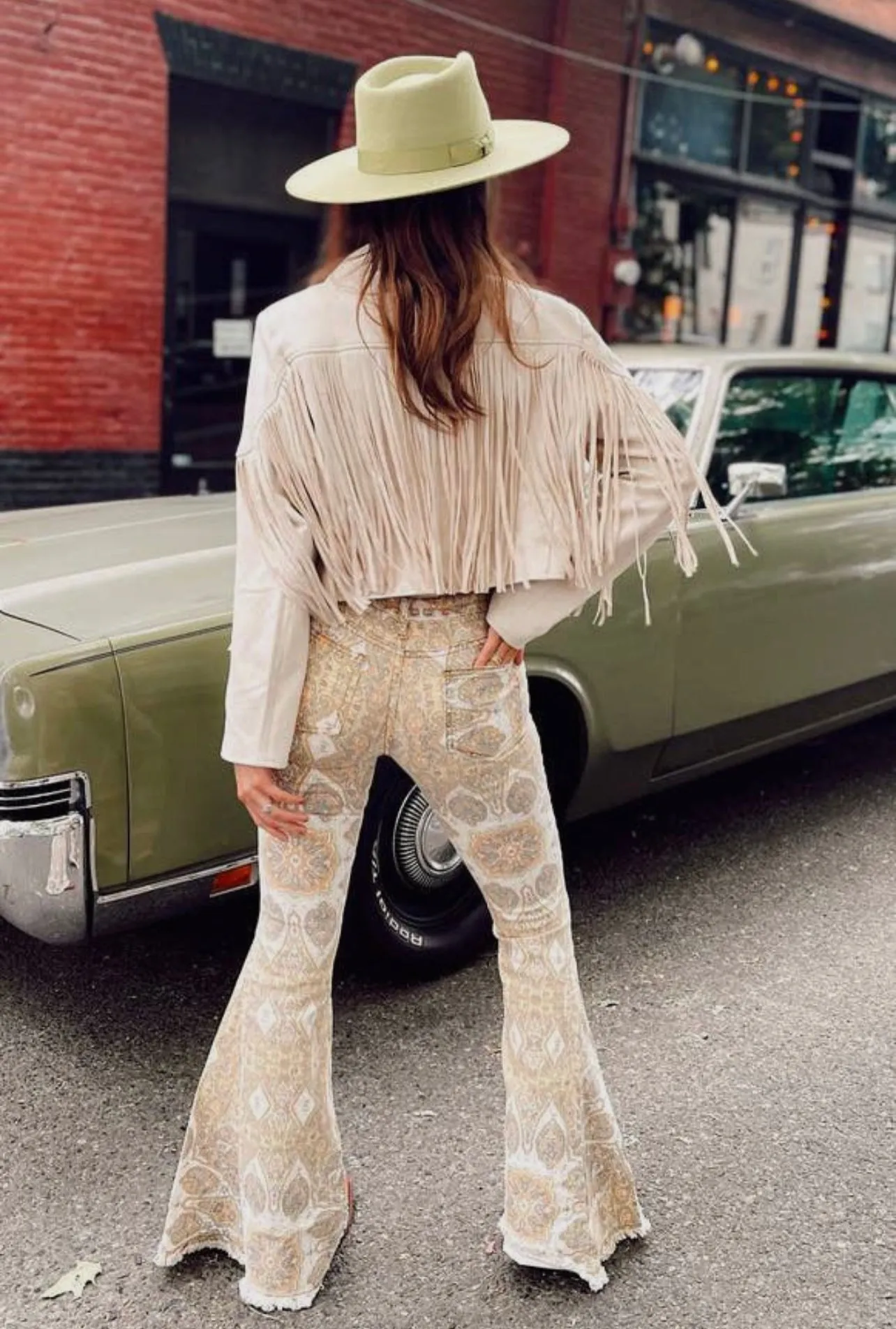Medallion Distressed Denim Flare