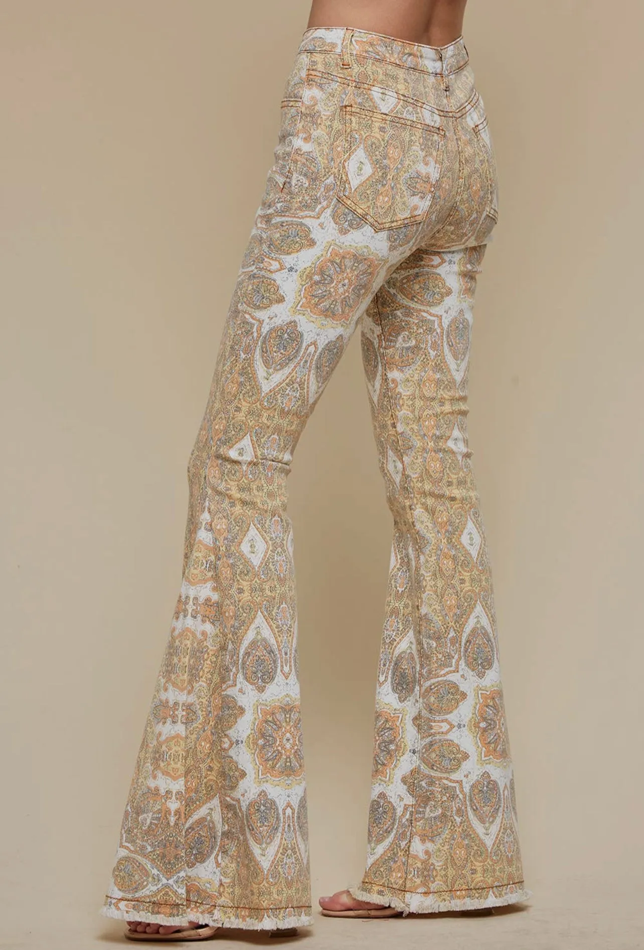 Medallion Distressed Denim Flare