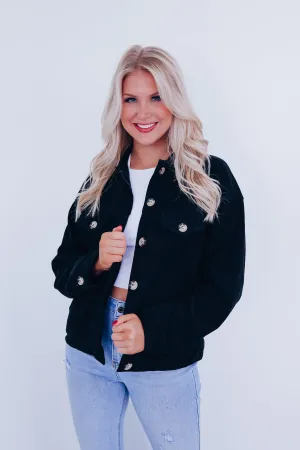 Melanie Corduroy Button Down Jacket- Black