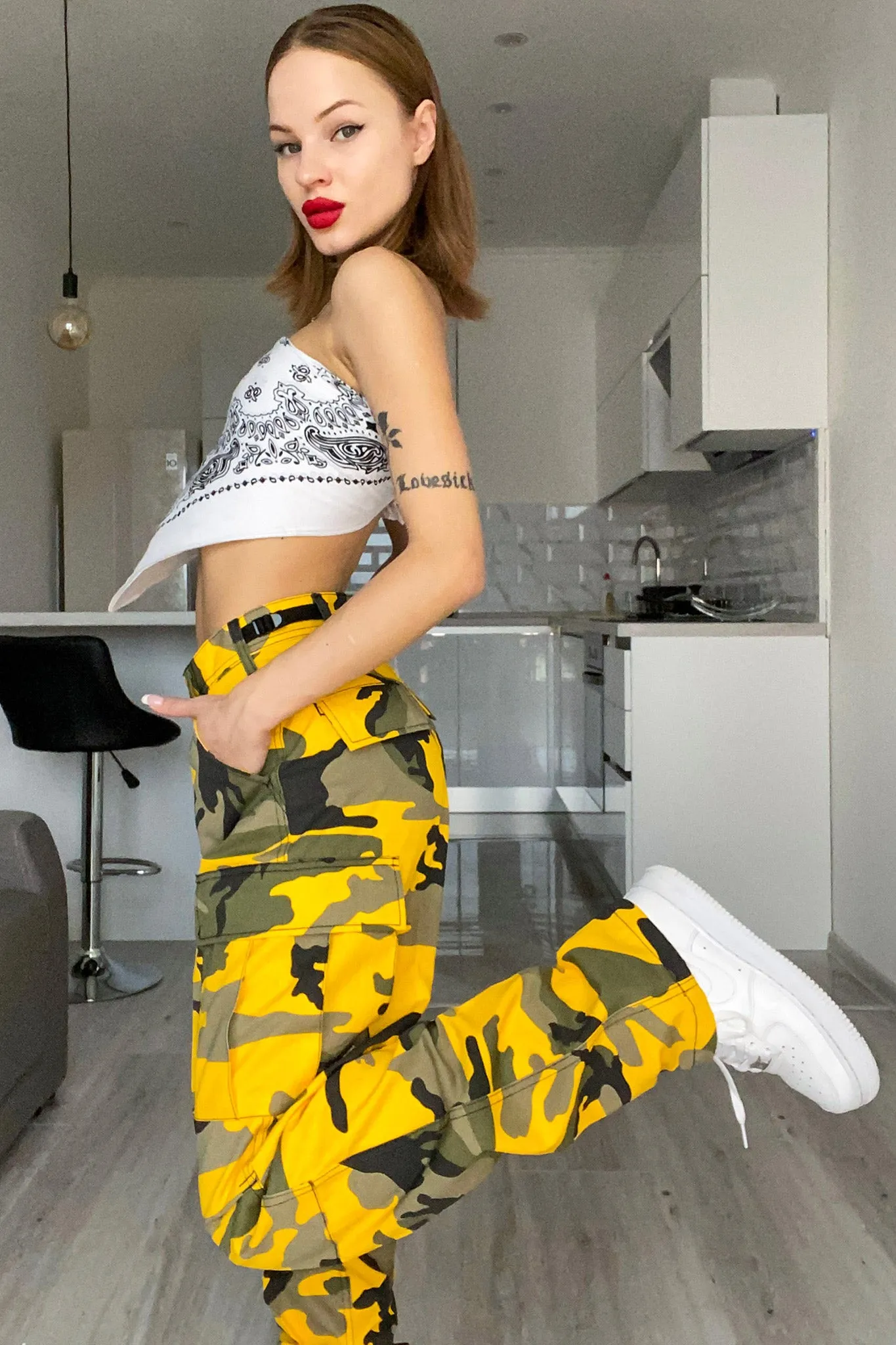 Mellow Yellow Camo Cargo Pants