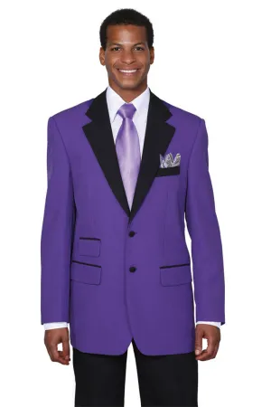Mens 2 Button Tuxedo with Black Lapel in Purple