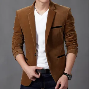 men's Jacket brand clothing casual coat blazer men Slim fit Jacket men corduroy Wedding dress plus size Single Button suit