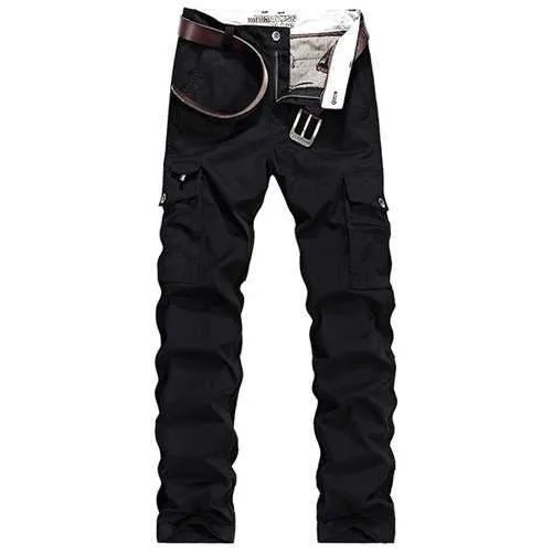 Mens Multi-pocket 100% Cotton Casual Cargo Pants