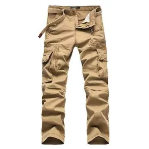Mens Multi-pocket Cotton Cargo Pants