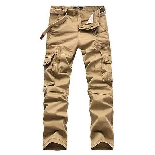 Mens Multi-pocket Cotton Cargo Pants