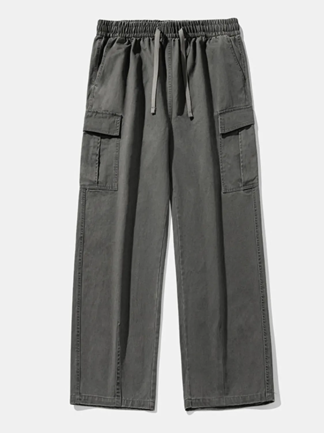 Men's Plus Size Drawstring Pants with Cargo Pockets