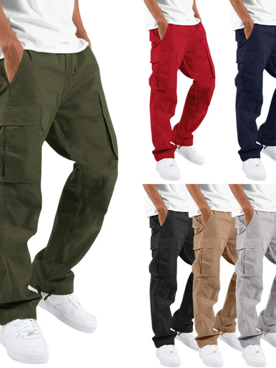 Men's Plus Size Straight Multi Pocket Cargo Pants