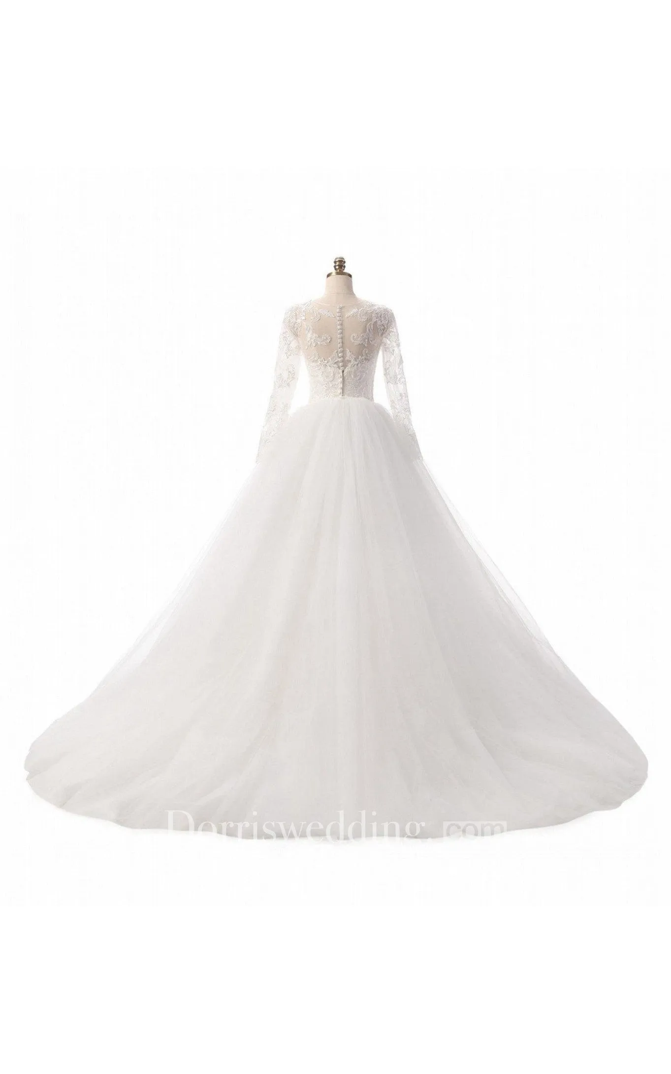 Mermaid Long Sleeve Tulle Lace Weddig Dress With Appliques