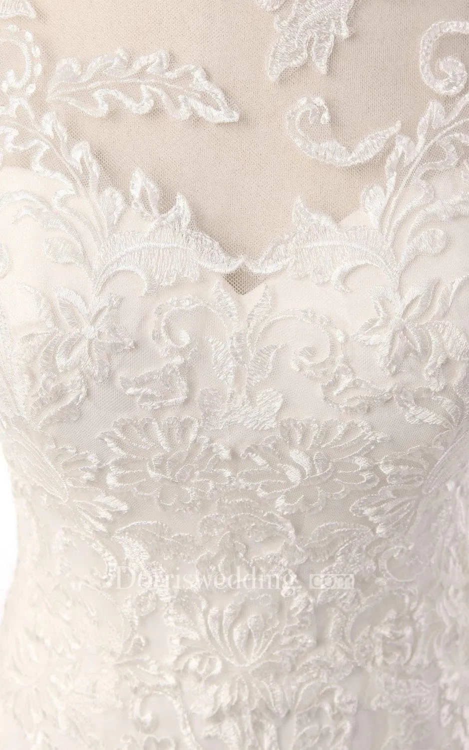 Mermaid Long Sleeve Tulle Lace Weddig Dress With Appliques