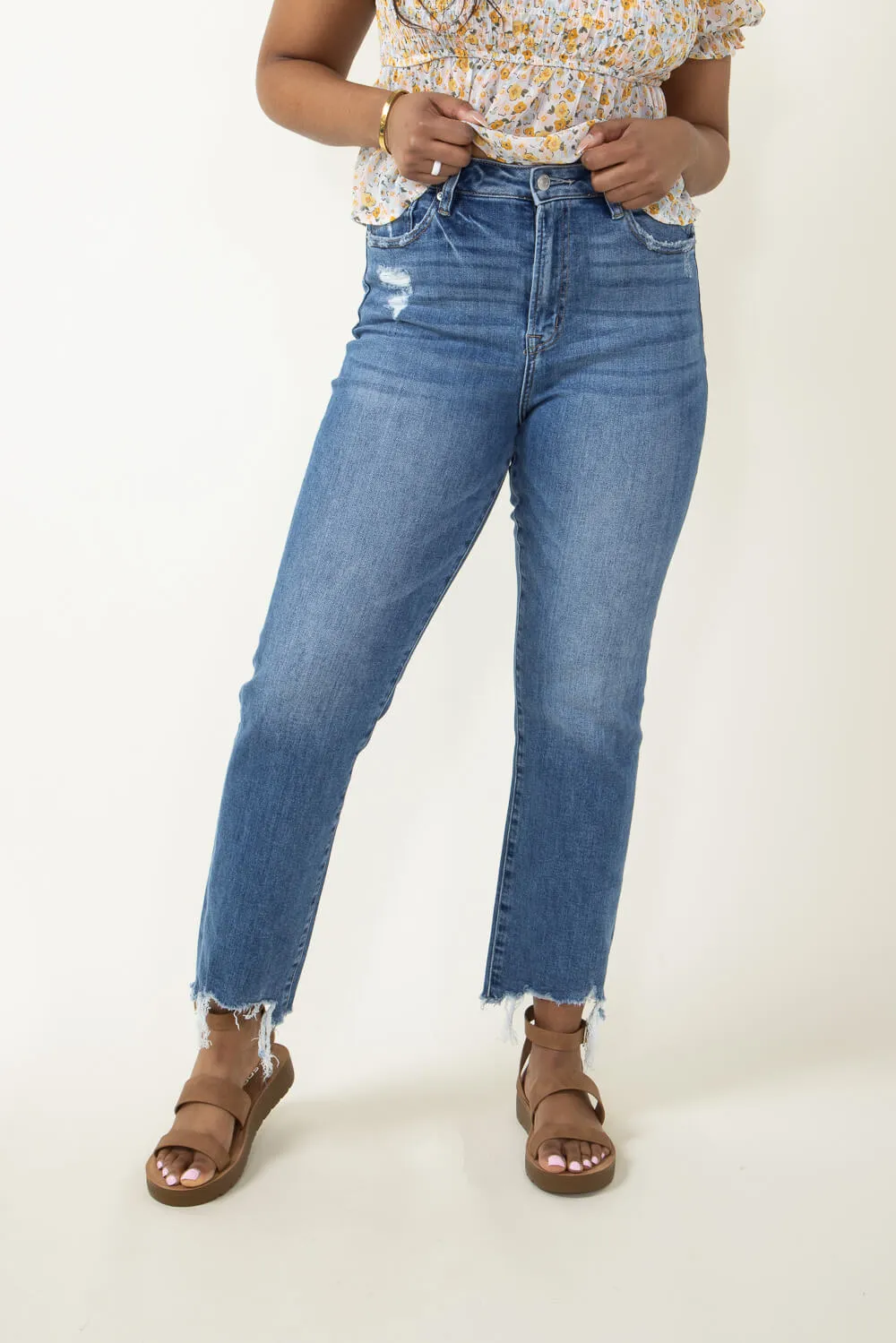 Mica High Rise Straight Crop Jeans for Women | MDP-T1280