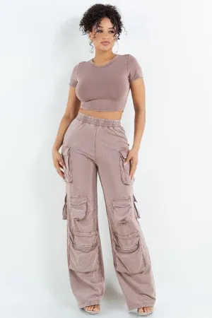 MINERAL WASH CARGO PANT SET