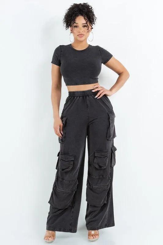 MINERAL WASH CARGO PANT SET