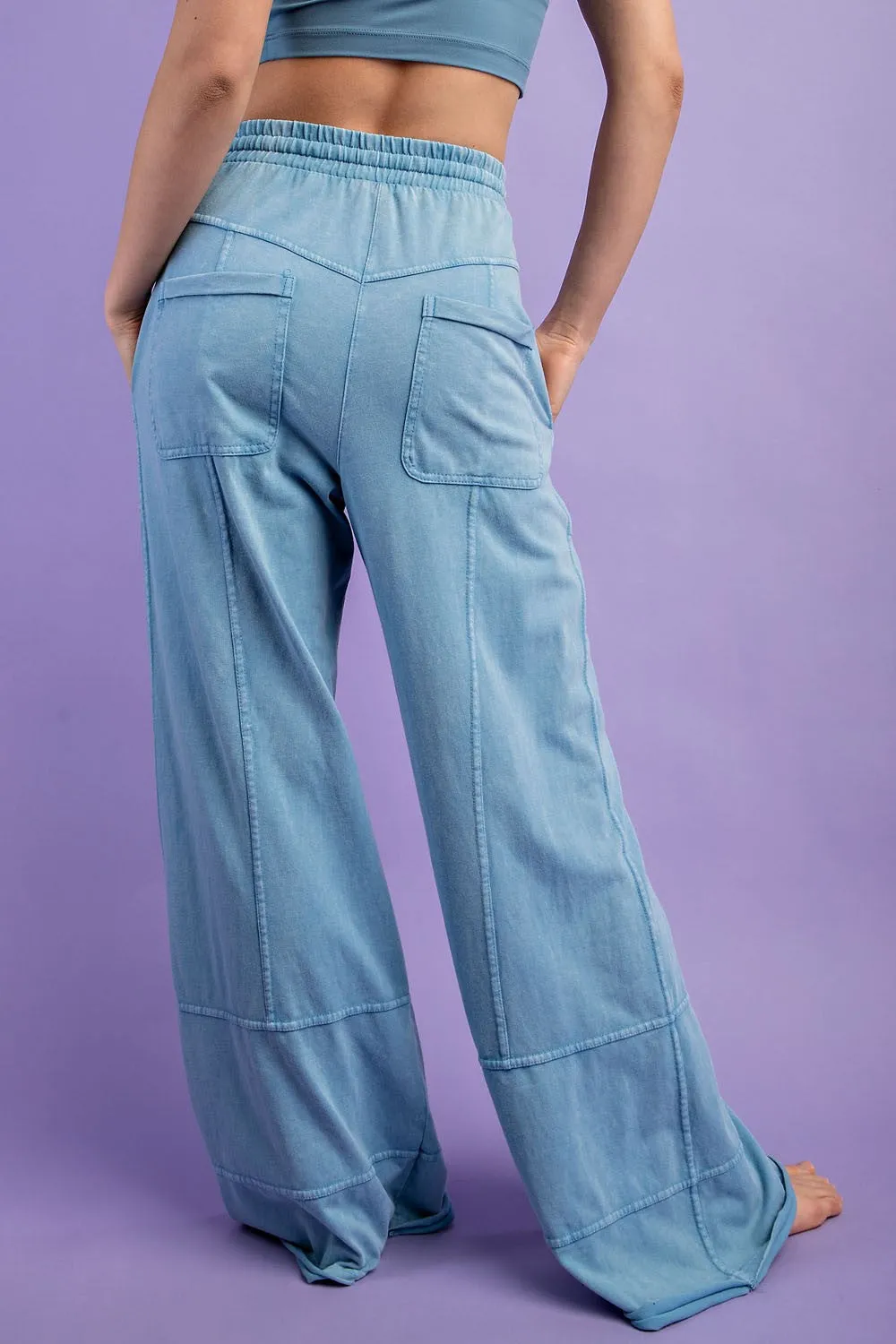 MINERAL WASHED FULL LENGTH COTTON PANT