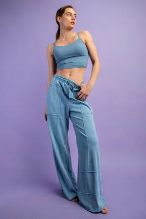 MINERAL WASHED FULL LENGTH COTTON PANT
