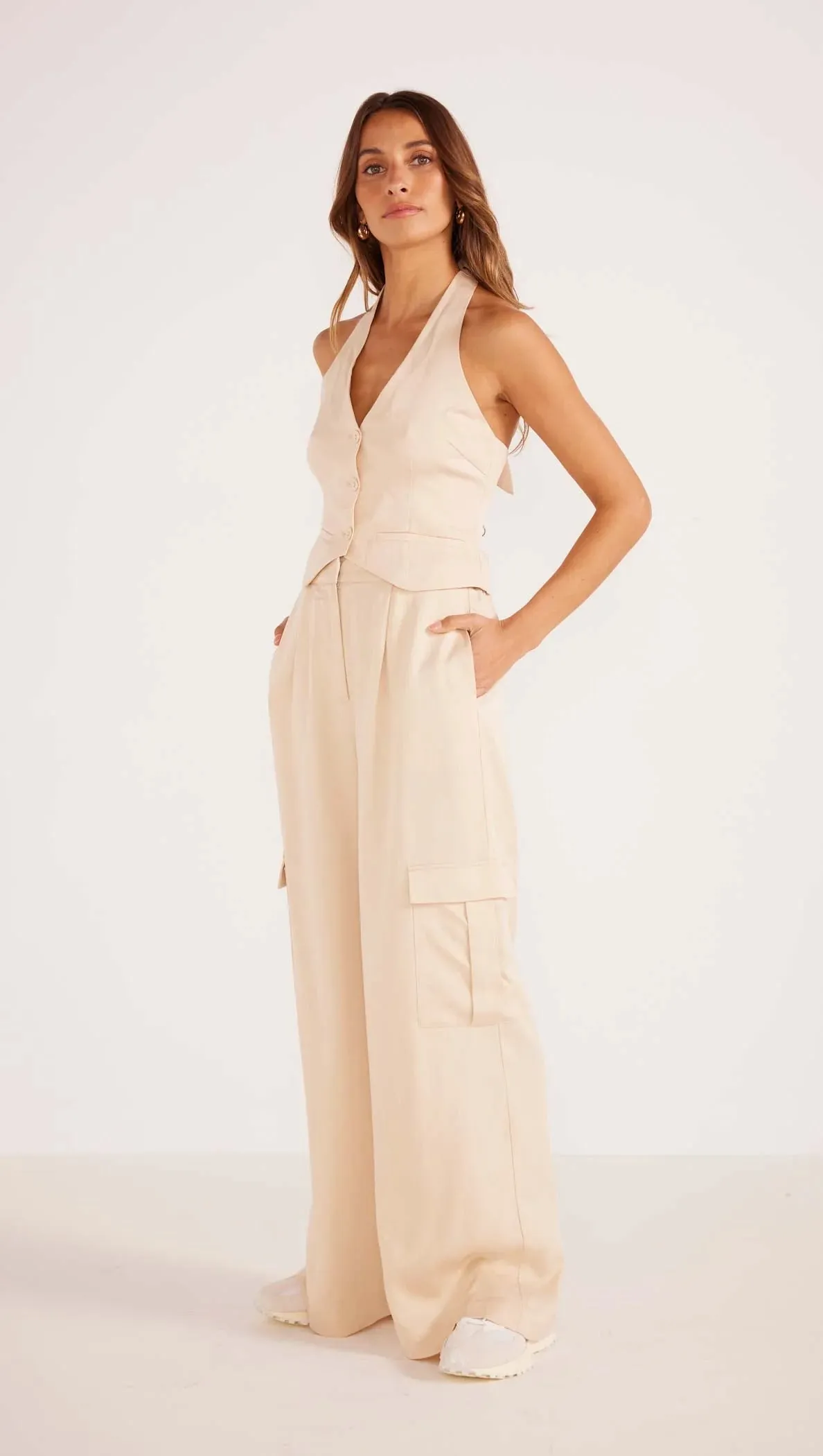 Mink Pink Fabella Cargo Pants Beige